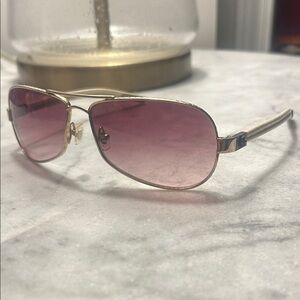 Gold Aviator Sunglasses with Pink Lenses